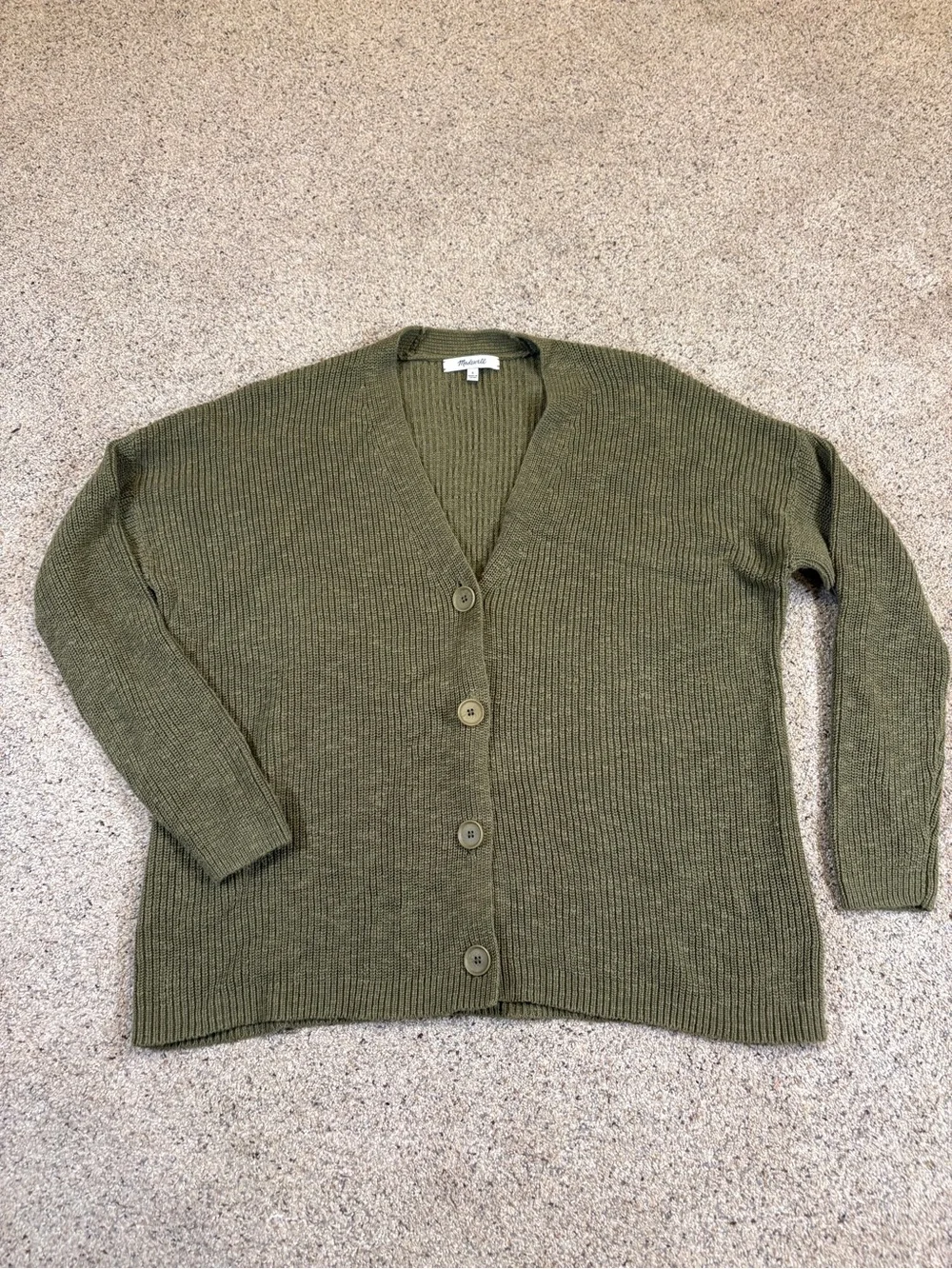 Olive Green V-Neck Button-Front Women's Sweater Cottagecore Fall Nature